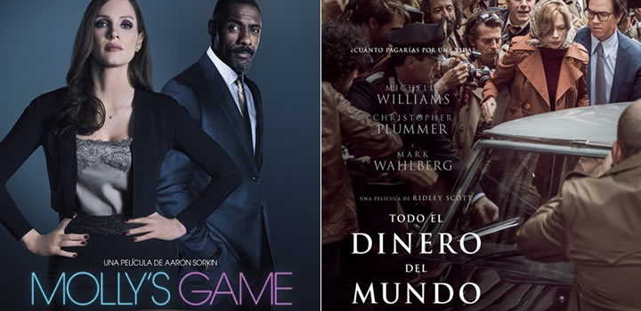 Aaron Sorkin cumple con Molly´s Game, Ridley Scott fracasa con Todo el dinero del mundo